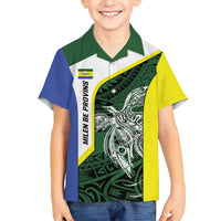 Personalised PNG Morobe Province Family Matching Short Sleeve Bodycon Dress and Hawaiian Shirt Bird of Paradise Tattoo Flag Motif - Polynesian Pride