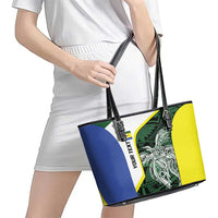 Personalised PNG Morobe Province Leather Tote Bag Bird of Paradise Tattoo Flag Motif LT9 - Polynesian Pride