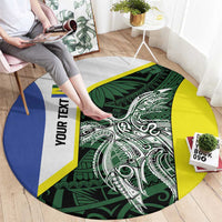 Personalised PNG Morobe Province Round Carpet Bird of Paradise Tattoo Flag Motif - Polynesian Pride