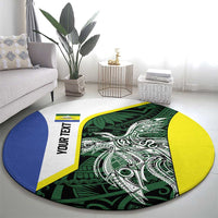 Personalised PNG Morobe Province Round Carpet Bird of Paradise Tattoo Flag Motif - Polynesian Pride