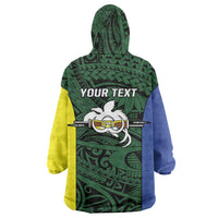 Personalised PNG Morobe Province Wearable Blanket Hoodie Bird of Paradise Tattoo Flag Motif - Polynesian Pride