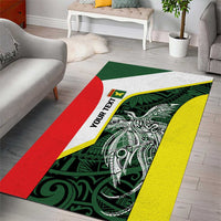 Personalised PNG Oro Province Area Rug Bird of Paradise Tattoo Flag Motif - Polynesian Pride