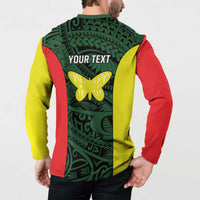 Personalised PNG Oro Province Button Sweatshirt Bird of Paradise Tattoo Flag Motif - Polynesian Pride