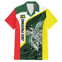 Personalised PNG Oro Province Family Matching Long Sleeve Bodycon Dress and Hawaiian Shirt Bird of Paradise Tattoo Flag Motif LT9 Dad's Shirt - Short Sleeve Green - Polynesian Pride