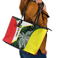 Personalised PNG Oro Province Leather Tote Bag Bird of Paradise Tattoo Flag Motif LT9 - Polynesian Pride