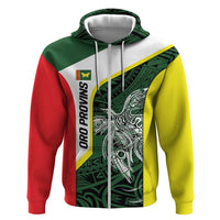 Personalised PNG Oro Province Zip Hoodie Bird of Paradise Tattoo Flag Motif LT9 Zip Hoodie Green - Polynesian Pride