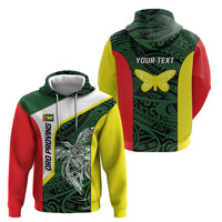 Personalised PNG Oro Province Zip Hoodie Bird of Paradise Tattoo Flag Motif LT9 - Polynesian Pride