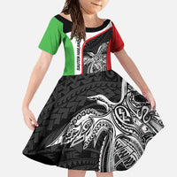 Personalised PNG Southern Highlands Province Family Matching Mermaid Dress and Hawaiian Shirt Bird of Paradise Tattoo Flag Motif LT9 Daughter's Dress Red - Polynesian Pride