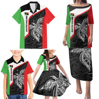 Personalised PNG Southern Highlands Province Family Matching Puletasi and Hawaiian Shirt Bird of Paradise Tattoo Flag Motif - Polynesian Pride