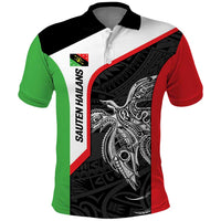 Personalised PNG Southern Highlands Province Polo Shirt Bird of Paradise Tattoo Flag Motif - Polynesian Pride