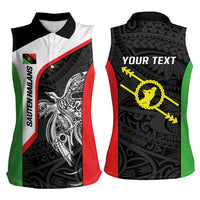 Personalised PNG Southern Highlands Province Women Sleeveless Polo Shirt Bird of Paradise Tattoo Flag Motif - Polynesian Pride