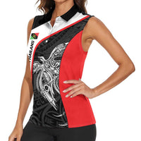 Personalised PNG Southern Highlands Province Women Sleeveless Polo Shirt Bird of Paradise Tattoo Flag Motif - Polynesian Pride