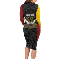 Personalised PNG Western Province Family Matching Long Sleeve Bodycon Dress and Hawaiian Shirt Bird of Paradise Tattoo Flag Motif LT9 - Polynesian Pride