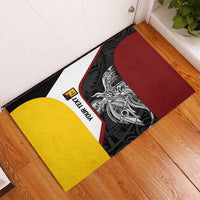 Personalised PNG Western Province Rubber Doormat Bird of Paradise Tattoo Flag Motif - Polynesian Pride