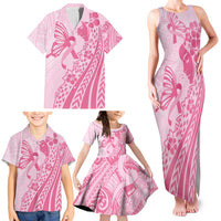 Pacific Girl and Butterfly Cancer Ribbon Personalised Family Matching Tank Maxi Dress and Hawaiian Shirt