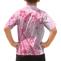 Pacific Girl and Butterfly Cancer Ribbon Personalised Kid Hawaiian Shirt