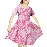 Pacific Girl and Butterfly Cancer Ribbon Personalised Kid Short Sleeve Dress