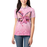 Faith Hope Love Butterfly Ribbon Personalised Women Polo Shirt
