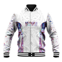 Custom New Zealand Aotearoa Baseball Jacket Pink Maori Paua Shell Indigenous - Polynesian Pride