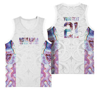 Custom New Zealand Aotearoa Basketball Jersey Pink Maori Paua Shell Indigenous - Polynesian Pride
