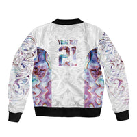 Custom New Zealand Aotearoa Bomber Jacket Pink Maori Paua Shell Indigenous - Polynesian Pride