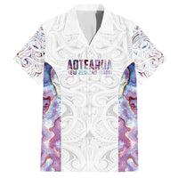 Custom New Zealand Aotearoa Family Matching Long Sleeve Bodycon Dress and Hawaiian Shirt Pink Maori Paua Shell Indigenous LT9 Dad's Shirt - Short Sleeve Pink - Polynesian Pride