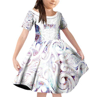 Custom New Zealand Aotearoa Family Matching Off Shoulder Short Dress and Hawaiian Shirt Pink Maori Paua Shell Indigenous - Polynesian Pride