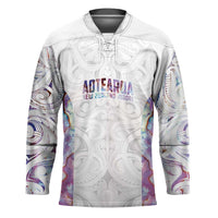 Custom New Zealand Aotearoa Hockey Jersey Pink Maori Paua Shell Indigenous - Polynesian Pride