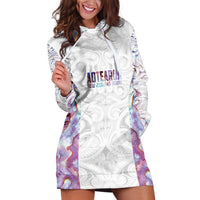 Custom New Zealand Aotearoa Hoodie Dress Pink Maori Paua Shell Indigenous - Polynesian Pride