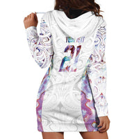 Custom New Zealand Aotearoa Hoodie Dress Pink Maori Paua Shell Indigenous - Polynesian Pride