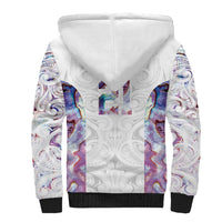 Custom New Zealand Aotearoa Sherpa Hoodie Pink Maori Paua Shell Indigenous - Polynesian Pride