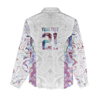 Custom New Zealand Aotearoa Women Casual Shirt Pink Maori Paua Shell Indigenous - Polynesian Pride