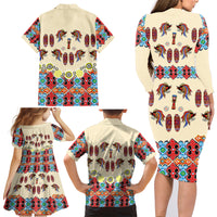 Papua Batik Motif Bird Of Paradise and Native Papuan Shield Family Matching Long Sleeve Bodycon Dress and Hawaiian Shirt LT9 - Polynesian Pride