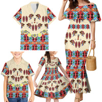 Papua Batik Motif Bird Of Paradise and Native Papuan Shield Family Matching Mermaid Dress and Hawaiian Shirt LT9 - Polynesian Pride