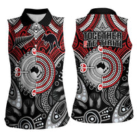 Aotearoa and Australia Women Sleeveless Polo Shirt New Zealand Honour The Treaty Ake!Ake!Ake! LT9 - Polynesian Pride