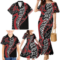 Koru Fern New Zealand Family Matching Mermaid Dress and Hawaiian Shirt Maori Tribal Pattern