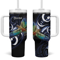 New Zealand Kea Bird Personalised Tumbler With Handle Maori Tribal Koru Art