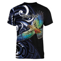 New Zealand Kea Bird Personalised Women V-Neck T-Shirt Maori Tribal Koru Art LT9 - Polynesian Pride