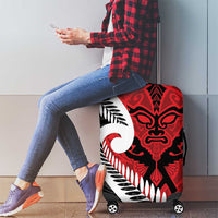 Silver Fern Koru Swirls with Maori Ta Moko Luggage Cover LT9 - Polynesian Pride