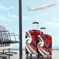 Silver Fern Koru Swirls with Maori Ta Moko Luggage Cover LT9 - Polynesian Pride