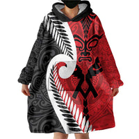 Silver Fern Koru Swirls with Maori Ta Moko Wearable Blanket Hoodie