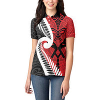 Silver Fern Koru Swirls with Maori Ta Moko Women Polo Shirt
