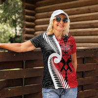 Silver Fern Koru Swirls with Maori Ta Moko Women Polo Shirt