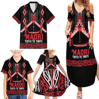Toitu Te Tiriti Waitangi Family Matching Summer Maxi Dress and Hawaiian Shirt Black Wharenui House LT9 - Polynesian Pride