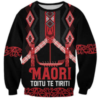 Toitu Te Tiriti Waitangi Sweatshirt Black Wharenui House - Polynesian Pride