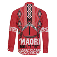 Toitu Te Tiriti Waitangi Family Matching Long Sleeve Bodycon Dress and Hawaiian Shirt Red Wharenui House LT9 - Polynesian Pride