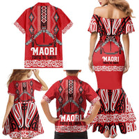 Toitu Te Tiriti Waitangi Family Matching Mermaid Dress and Hawaiian Shirt Red Wharenui House LT9 - Polynesian Pride