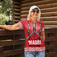 Toitu Te Tiriti Waitangi Women Polo Shirt Red Wharenui House - Polynesian Pride