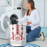 Toitu Te Tiriti Waitangi Laundry Basket White Wharenui House - Polynesian Pride
