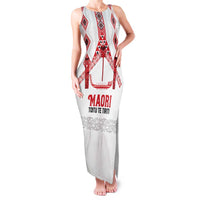 Toitu Te Tiriti Waitangi Family Matching Tank Maxi Dress and Hawaiian Shirt White Wharenui House LT9 Mom's Dress white - Polynesian Pride
